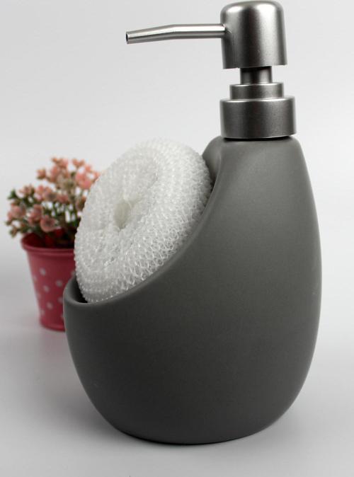 Stonware Sıvı Sabunluk Gri Süngerlik Bölmeli 500ml