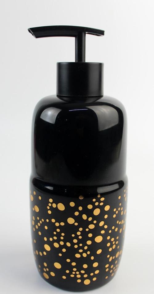 Porselen Sıvı Sabunluk 450ml Yaldızlı Siyah