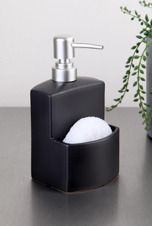 Süngerli Seramik Sıvı Sabunluk Siyah