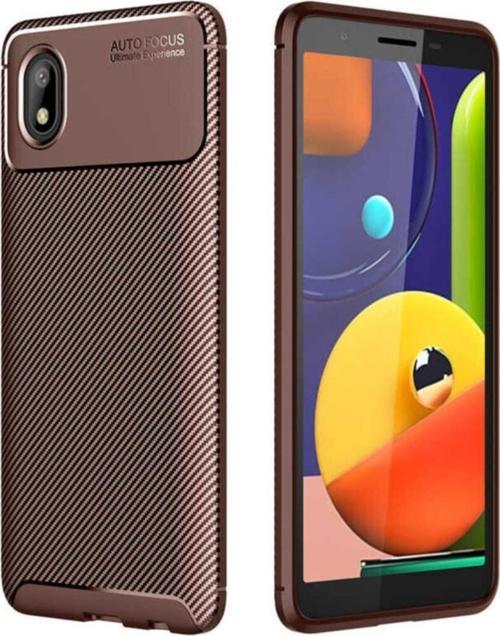 Galaxy A01 Core Kılıf Karbon Delüx Tpu Silikon Kahverengi