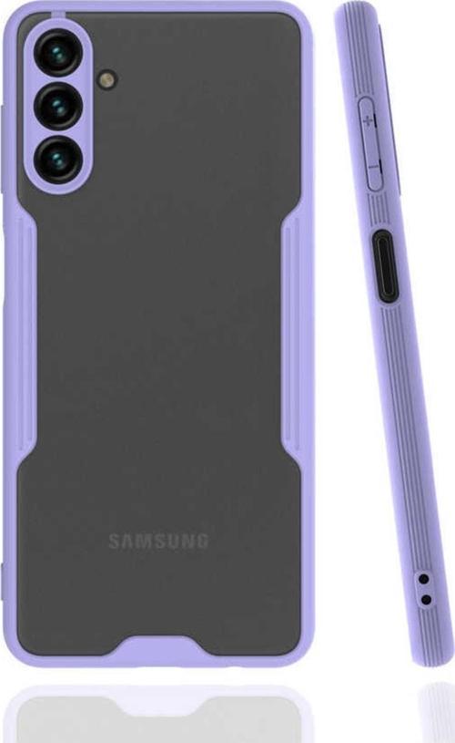 Galaxy A04s Ile Uyumlu Kılıf Renkli Kenar Perfe Tpu Silikon Mor