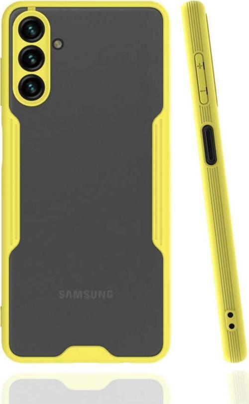 Galaxy A04s Ile Uyumlu Kılıf Renkli Kenar Perfe Tpu Silikon Sarı