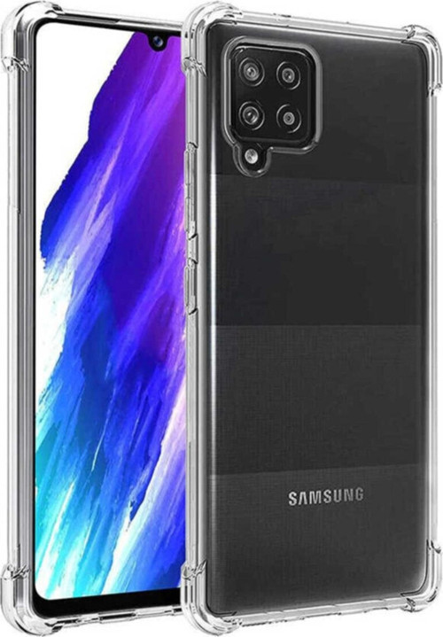 Galaxy A12 Dört Köşeli Antishock Silikon Kılıf Şeffaf