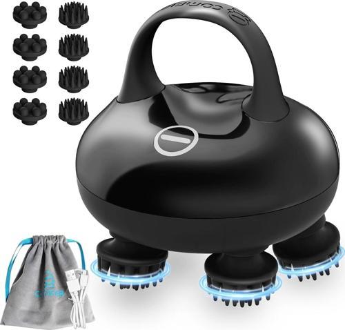 COMFIER 8 Pençeli Su Geçirmez Kablosuz Baş Masajı - Siyah