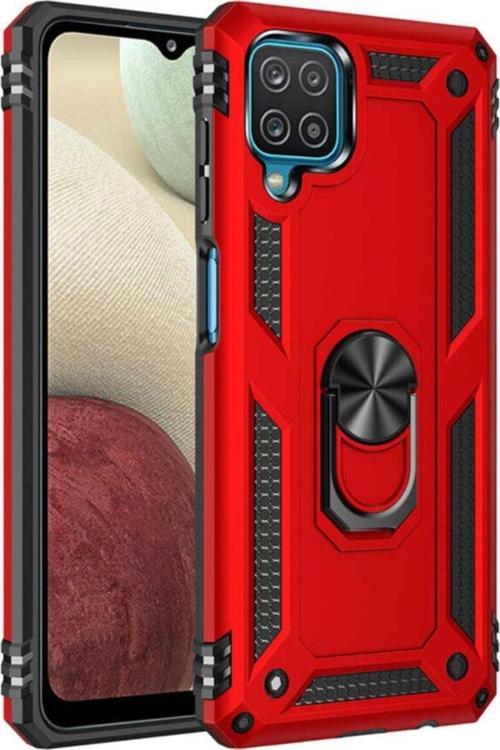 Galaxy A12 Shockproof Yüzük Tutuculu Vega Kırmızı