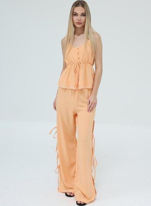 Fiyonklu Bluz Takım - Kavuniçi