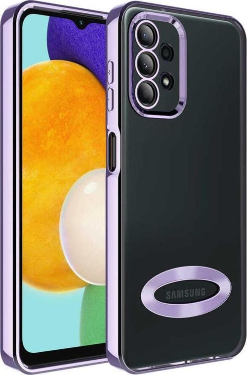 Galaxy A13 4g Ile Uyumlu Kılıf Kamera Korumalı Logo Gösteren Colored Z-omega Lila