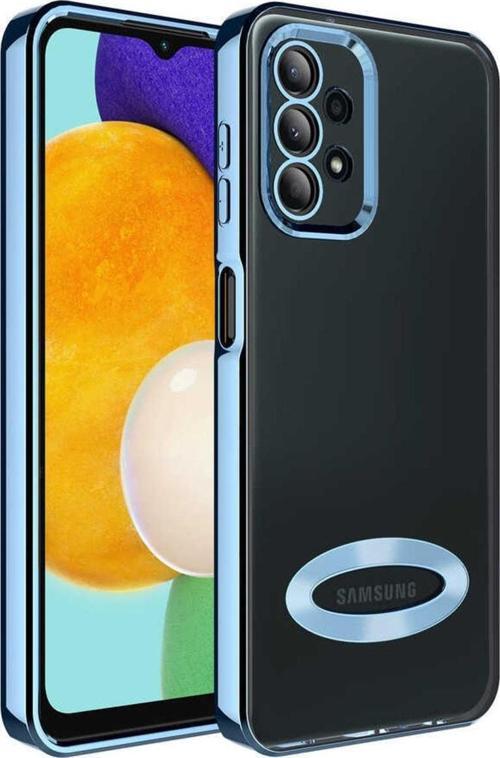 Galaxy A13 4g Ile Uyumlu Kılıf Kamera Korumalı Logo Gösteren Colored Z-omega Sierra Mavi