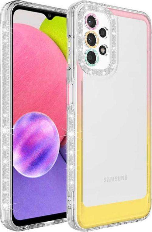Galaxy A13 4g Ile Uyumlu Kılıf Taşlı Ve Renk Geçiş Tasarımlı Lens Korumalı Park Kapak