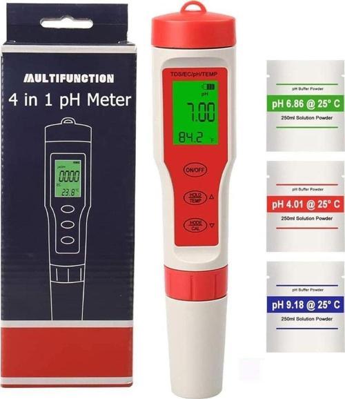 Ph Metre Tds Metre Sıcaklık Ec Ölçer 4ü 1 Arada Ölçüm Cihaz