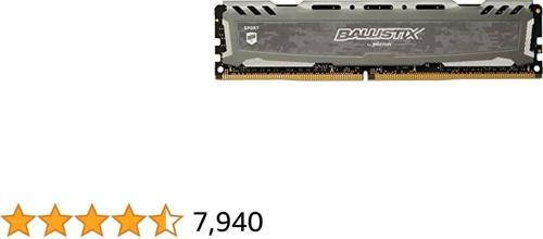 Ballistix Sport LT 8GB DDR4 2666MHz PC4-21300 288-Pin DIMM BLS8G4D26BFSBK Masaüstü Ram Bellek