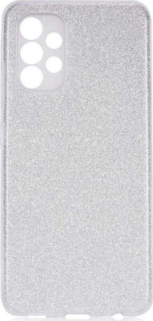 Galaxy A23 Ile Uyumlu Kılıf Simli Parlak Çift Katmanlı Shining Silikon Gri