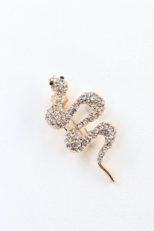 Gold zirkon taşlı yılan broş. Yaka iğnesi broş Taşlı tasarım broş. Unisex broş. Broş. Yılan broş.