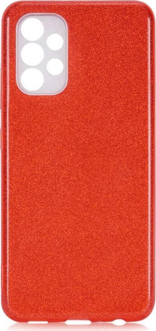 Galaxy A23 Ile Uyumlu Kılıf Simli Parlak Çift Katmanlı Shining Silikon Kırmızı
