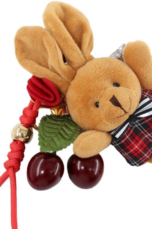 Anahtarlık Çanta Charm. Ayna Süsü. Çanta Aksesuarı. Anahtarlık Peluş Tavşan Ip Kiraz Çanta Charmı