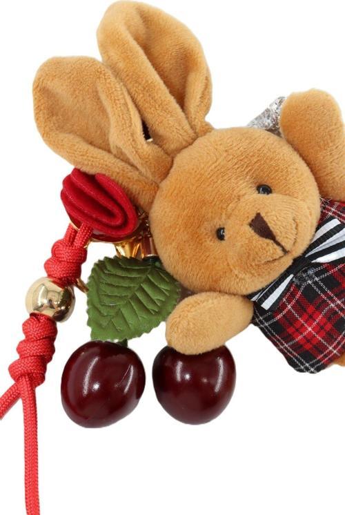 Anahtarlık Çanta Charm. Ayna Süsü. Çanta Aksesuarı. Anahtarlık Peluş Tavşan Ip Kiraz Çanta Charmı