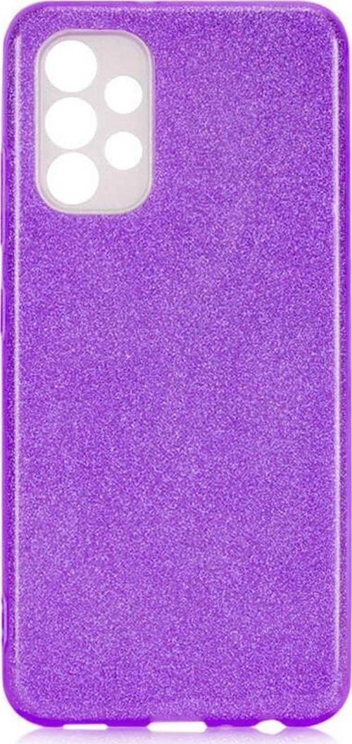 Galaxy A23 Ile Uyumlu Kılıf Simli Parlak Çift Katmanlı Shining Silikon Mor