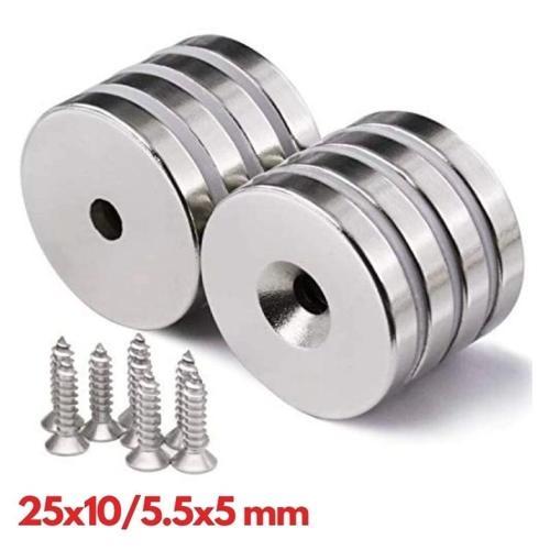 N35 25x10/5.5x5 Mm Neodyum Mıknatıs 10 Adet, Yuvarlak, Nikel Kaplamalı Kaliteli Ve Dayanıklı Ürün