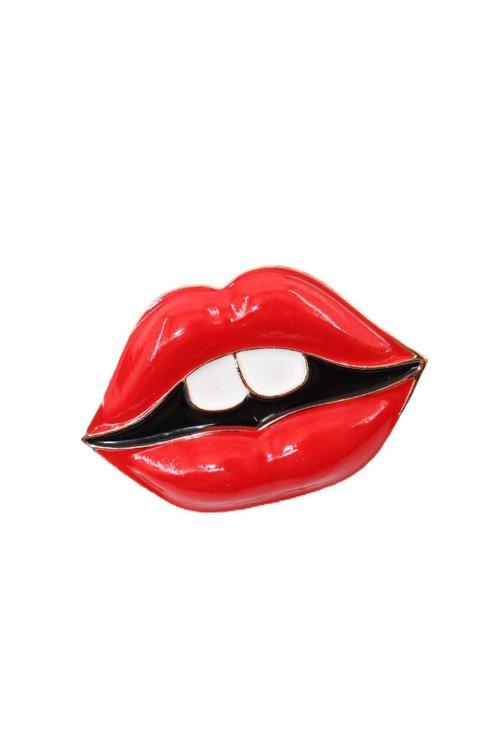 Red lips broş. Yaka iğnesi kırmızı dudak broş. Tasarım dudak broş. Kadın broş. Dudak broş.