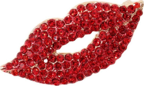 I will kiss you broş. Taşlı tasarım broş. Yaka iğnesi broş. Kadın broş. Broş. Dudak broş.
