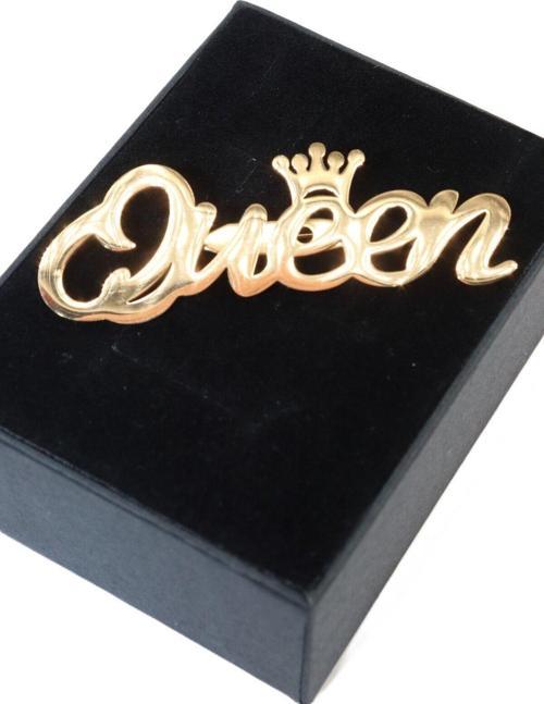 Çelik gold kraliçe broş. Yaka iğnesi queen broş. Çelik tasarım queen broş. Kadın broş. Kraliçe broş.