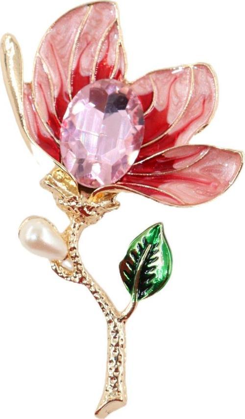 İncili Lilyum çiçeği broş. Yaka iğnesi pırlanta taşlı lilyum çiçeği broş. Kadın broş. Lilyum broş.