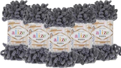 Subebek 5 Adet Puffy El Örgü Ipliği 87 Koyu Gri