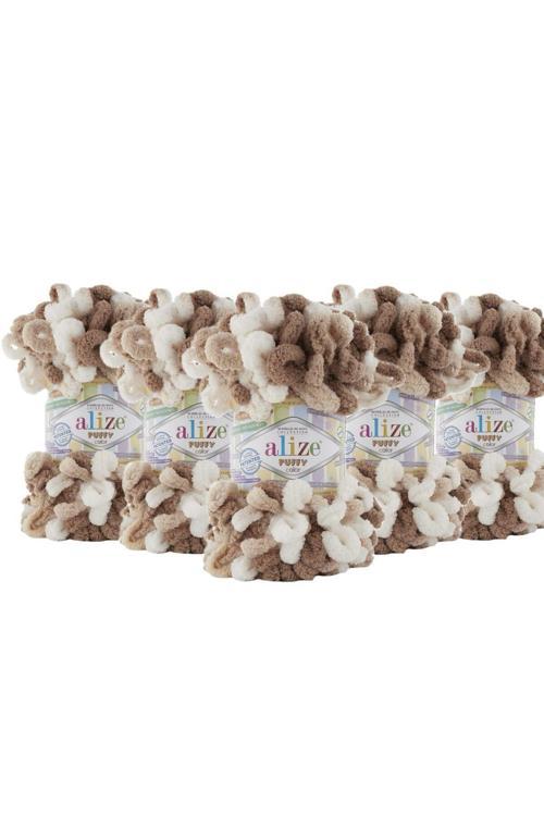 (5 Adet ) Puffy El Örgü Ipliği 5'Li Paket - Color 6398 - 100 Gr. 9 Mt. Parmak Örgü Ipi