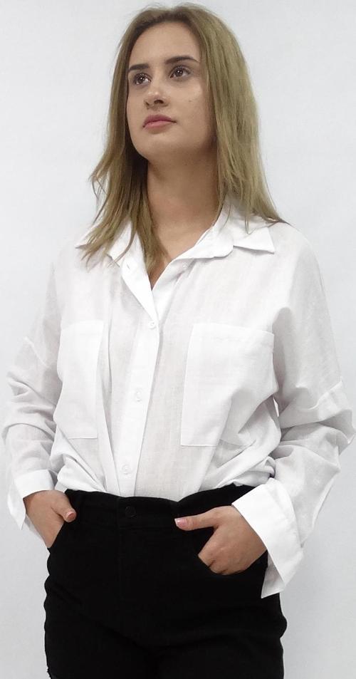 Kadın Çift Cepli Keten Owesize Gömlek