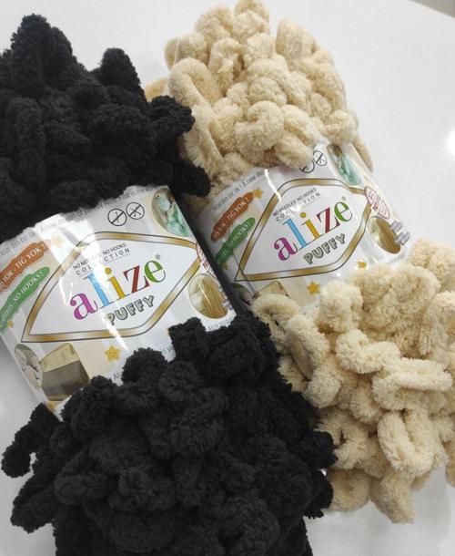 Puffy 1060 Siyah-310 Bej El Örgü İpliği