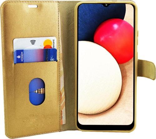 Galaxy A21s uyumlu Standlı Para Gözlü Kapaklı Trendx Cüzdan Gold