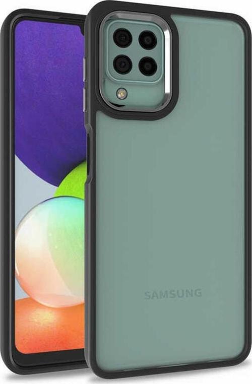 Galaxy A22 4g Ile Uyumlu Kılıf Kontrast Renk Tasarımlı Cynosure Kapak Siyah