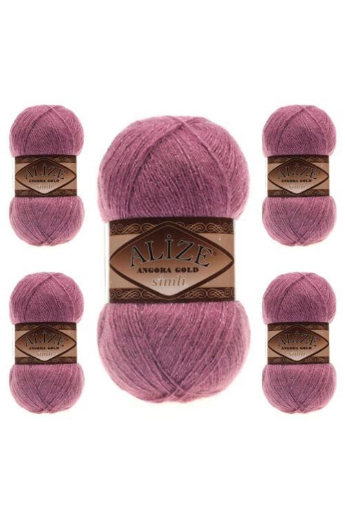 Angora Gold Simli 28 Gül Renk El Örgü Ipi - 5 Adet