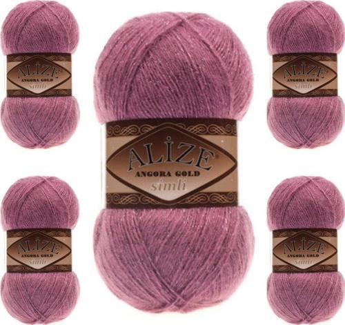 Angora Gold Simli 28 Gül Renk El Örgü Ipi - 5 Adet