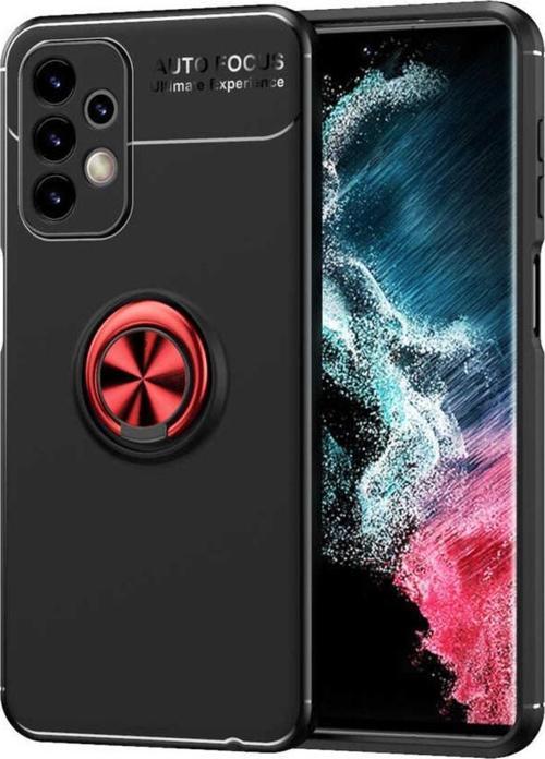 Galaxy A23 Kılıf Yüzük Tutuculu Mıktanıslı,standlı Novel Silikon Siyah-kırmızı