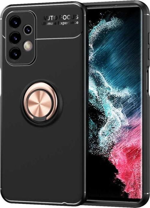 Galaxy A23 Kılıf Yüzük Tutuculu Mıktanıslı,standlı Novel Silikon Siyah-rosegold
