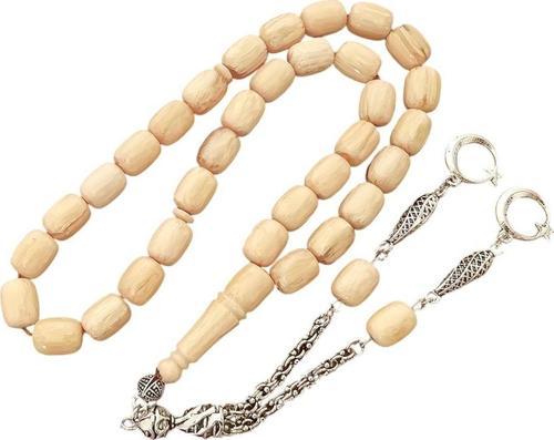 Beyaz Hamur Sıkma Kehribar Tesbih Lt1244