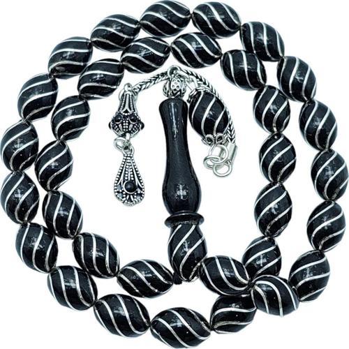 Çeşmi Bülbül İşlemeli Üst Düzey Koleksiyonluk Beyzi Oltu Taşı Tesbih Lt993