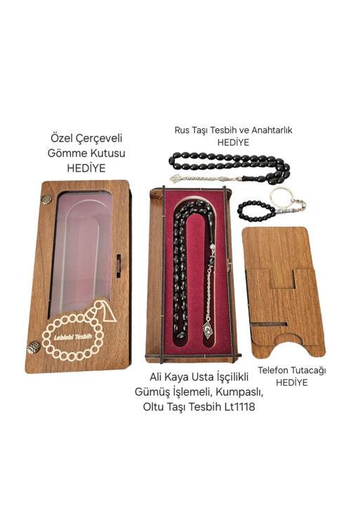 Ali Kaya Usta Gümüş İşlemeli Oltu Taşı Tesbih Lt1118