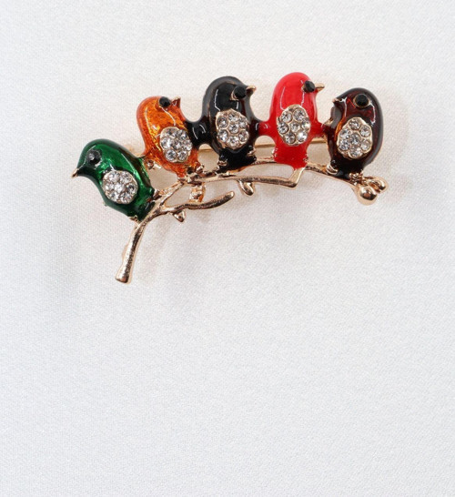 Minik serçe broş. Taşlı tasarım broş. Yaka iğnesi broş. Kadın broş. Broş.