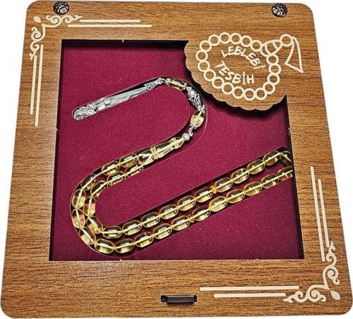 Gümüş Püsküllü  Damla Kehribar Tesbih Lt1272