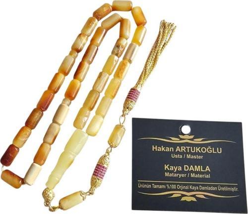 Hakan Artukoğlu Usta İşçilikli Diamond Gümüş Püsküllü Damla Kehribar Tesbih Lt1317