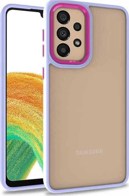 Galaxy A32 4g Ile Uyumlu Kılıf Kontrast Renk Tasarımlı Cynosure Kapak Lila