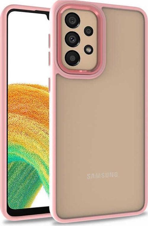 Galaxy A32 4g Ile Uyumlu Kılıf Kontrast Renk Tasarımlı Cynosure Kapak Rosegold