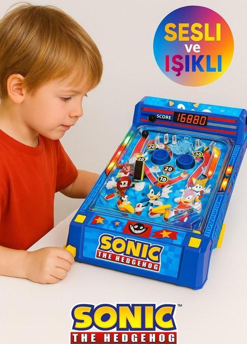 Sonic™ LED Işıklı ve Sesli Masaüstü Pinball – Elektronik Skorlu Retro Oyun (28x14x41 cm)