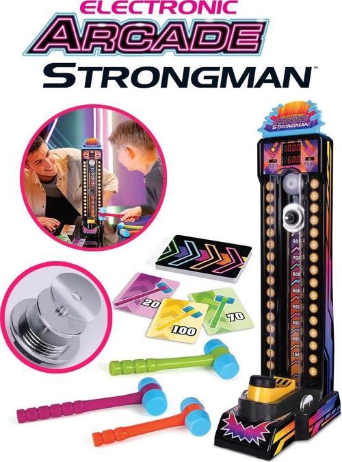 Sesli Elektronik Strongman Çekiç Oyunu 50 cm - 4 Modlu, Skor Göstergeli, 3 Çekiçli Arcade
