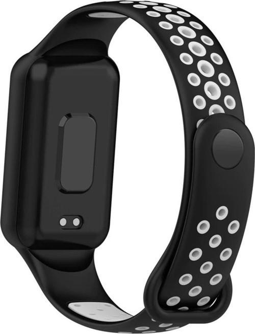 Amazfit Band 7 Ile Uyumlu Kayış Nefes Alabilen Delikli Renkli Yumuşak Silikon Yedek Kordon Siyah-gri