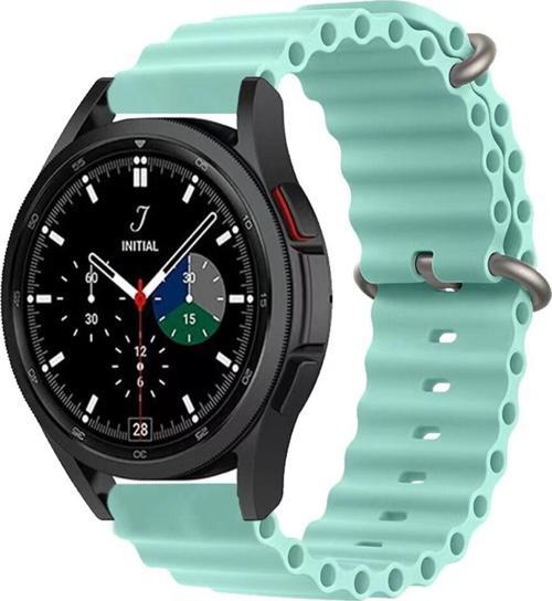 Amazfit Gts Ile Uyumlu 42mm Quintessential Kabartmalı Metal Tokalı Kordon Turkuaz