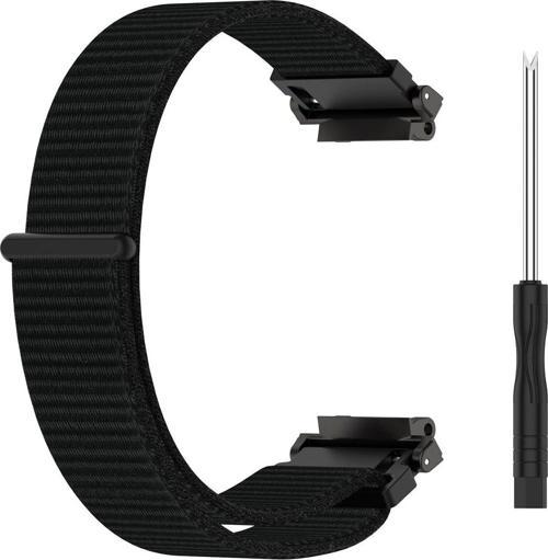 Amazfit T-rex 2 Ile Uyumlu Kordon Hasır Örgülü Kaliteli Inpamally Yedek Saat Kayış Siyah