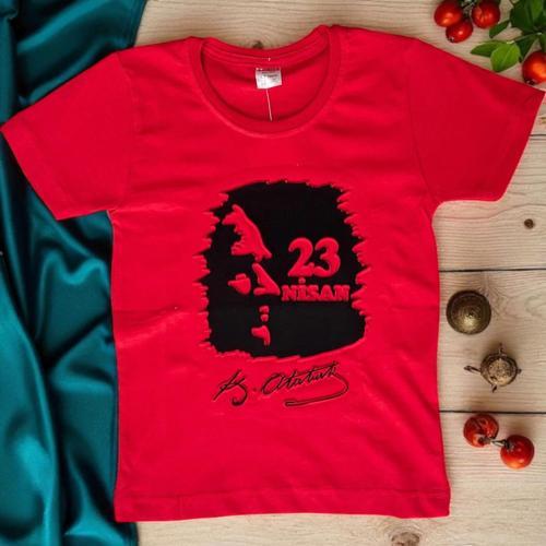 DİJİTAL ATATÜRK 23 NİSAN BASKILI TSHIRT KIRMIZI